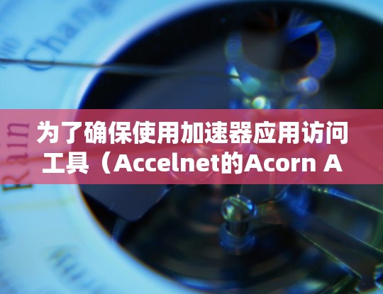 为了确保使用加速器应用访问工具（Accelnet的Acorn Access）时的安全和有效，以下是一个系统的指导指南